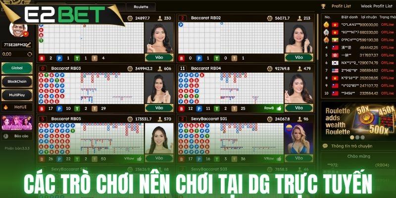 Các trò chơi nên chơi tại DG trực tuyến