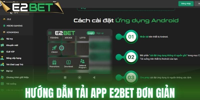 Cách cài đặt E2BET trên điện thoại đơn giản
