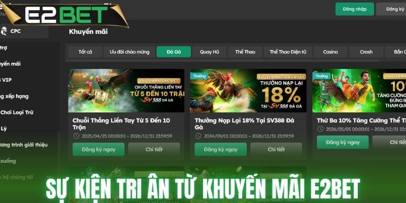 Sự kiện tri ân từ khuyến mãi E2BET cực kỳ VIP